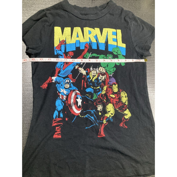 marvel Tshirt Girls Youth Medium Black Spiderman Hulk Captain America - Picture 3 of 7
